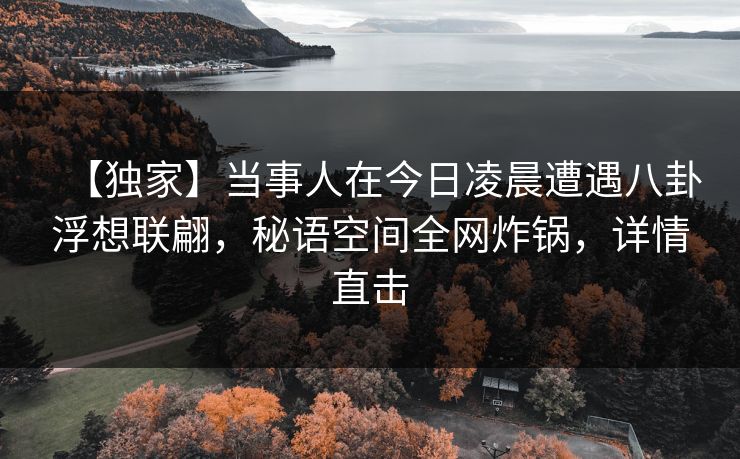 【独家】当事人在今日凌晨遭遇八卦浮想联翩,秘语空间全网炸锅,详情直击 【独家】当事人在今日凌晨遭遇八卦浮想联翩,秘语空间全网炸锅,详情直击
