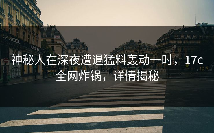 神秘人在深夜遭遇猛料轰动一时，17c全网炸锅，详情揭秘