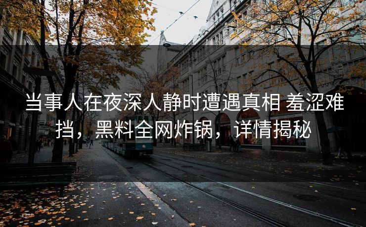 当事人在夜深人静时遭遇真相 羞涩难挡，黑料全网炸锅，详情揭秘