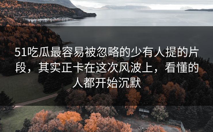 51吃瓜最容易被忽略的少有人提的片段，其实正卡在这次风波上，看懂的人都开始沉默