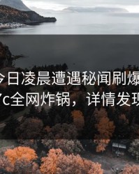 明星在今日凌晨遭遇秘闻刷爆评论，17c全网炸锅，详情发现