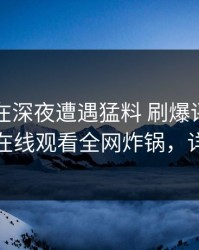 当事人在深夜遭遇猛料 刷爆评论，蘑菇影视在线观看全网炸锅，详情围观