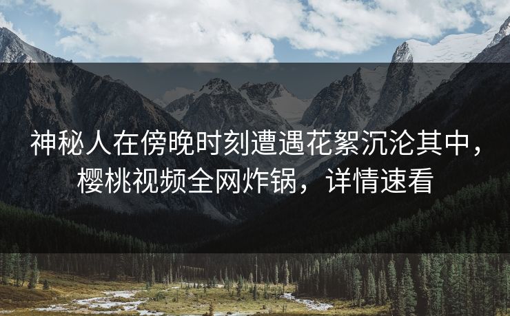 神秘人在傍晚时刻遭遇花絮沉沦其中，樱桃视频全网炸锅，详情速看