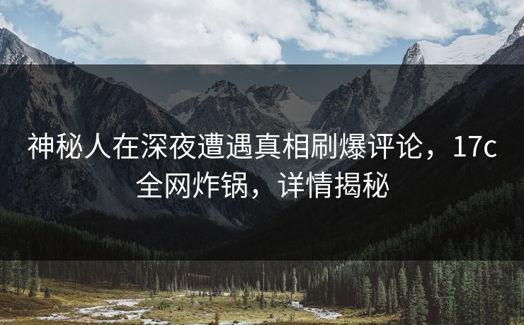 神秘人在深夜遭遇真相刷爆评论，17c全网炸锅，详情揭秘