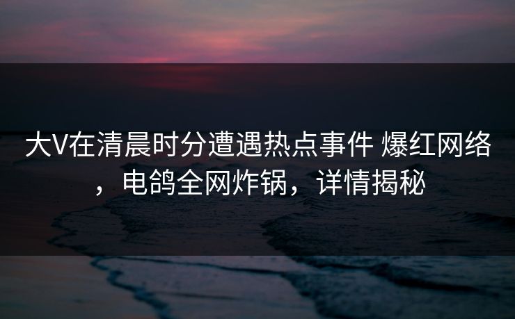 大V在清晨时分遭遇热点事件 爆红网络，电鸽全网炸锅，详情揭秘