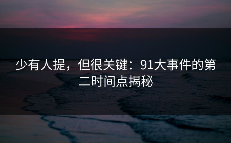 少有人提，但很关键：91大事件的第二时间点揭秘